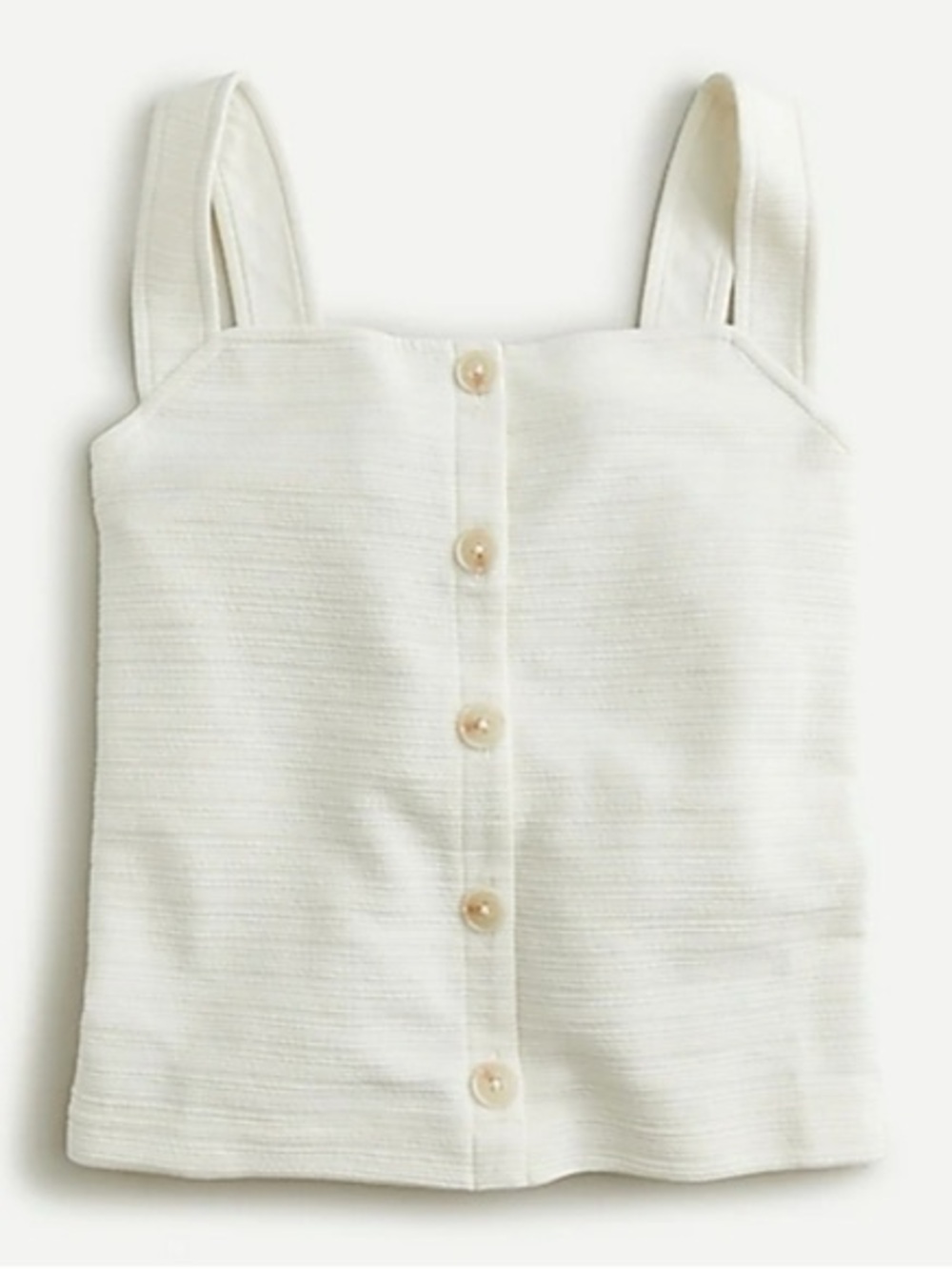 J.Crew Textured Button-Front Tank Square Neck Cream Xs